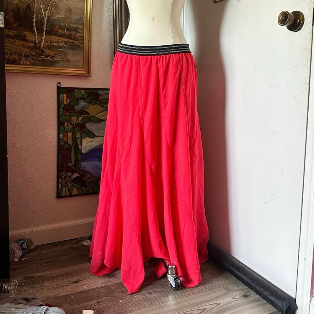 surrale red black maxi skirt